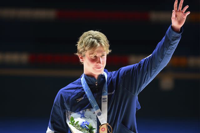 <p>Icon Sportswire via AP Images</p> Aaron Shackell after winning the men's 400-meter freestyle at the U.S. Olympic trials in June.