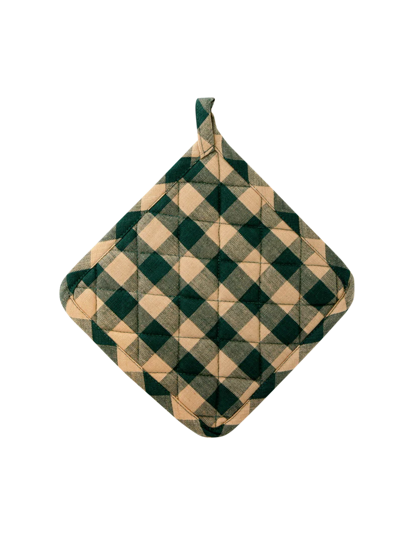 The Six Bells Green Check Pot Holder, gifts for foodies