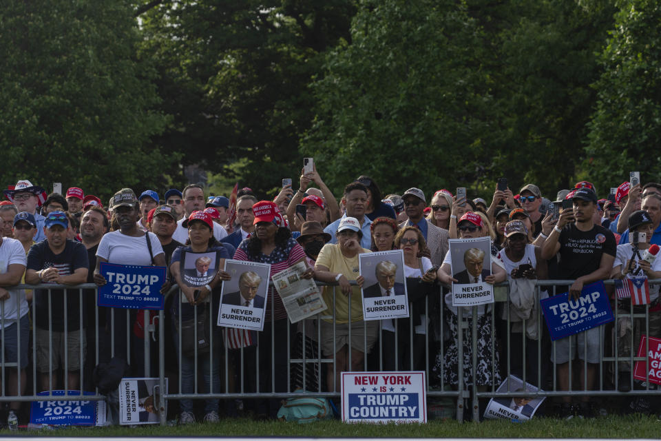 Attendees at former President Donald Trump’s campaign rally in the Bronx on Thursday, May 23, 2024. (Hiroko Masuike/The New York Times)