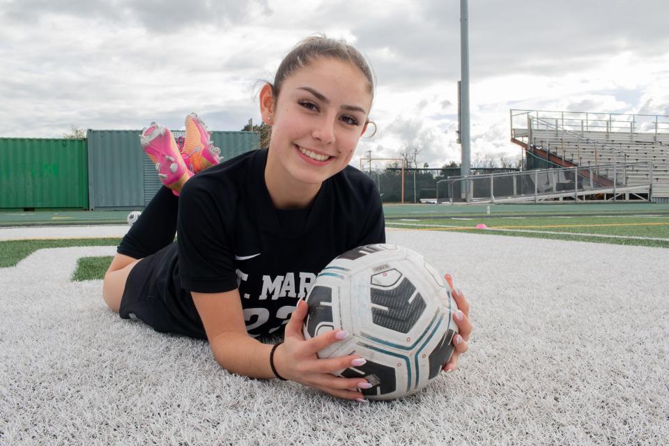 St. Mary’s Alyssa Polk is the RecordNet's Girls Soccer Player of the Year. Polk is pictured at St.Mary’s High School in Stockton,CA on Feb. 6, 2024.