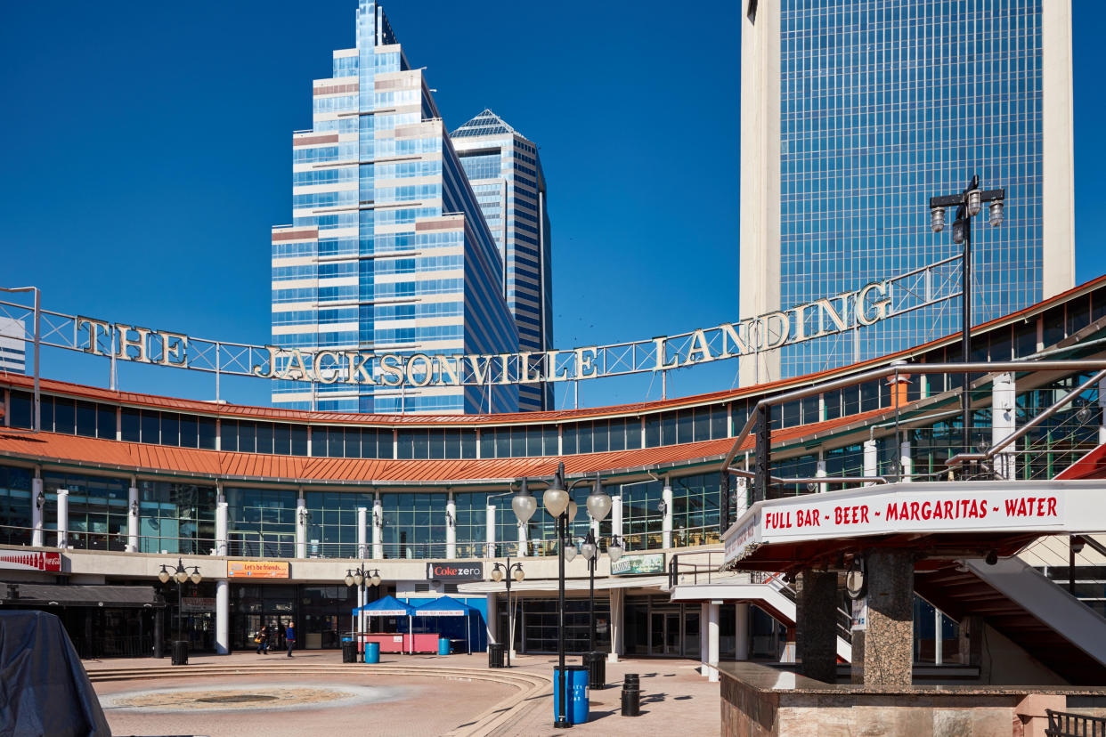 The Jacksonville Landing entertainment marketplace in Jacksonville, Fla., in January. (Photo: James Schaedig/Alamy Stock Photo)