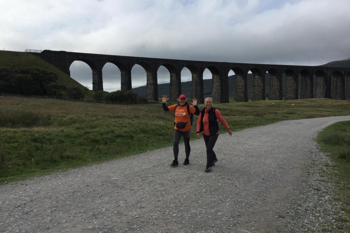 Supporter Jayne Molyneux (right) on the 2023 Yorkshire Three Peaks Challenge