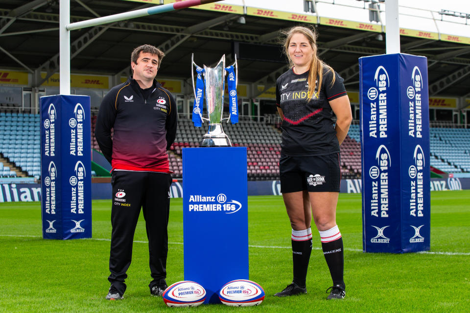 Saracens head coach Alex Austerberry and Poppy Cleall (Picture: RFU)

