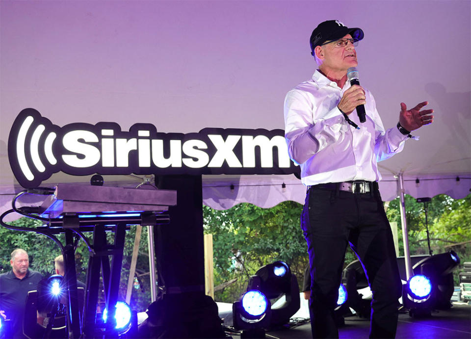 SiriusXM President & Chief Content Officer Scott Greenstein speaks as Ed Sheeran performs live for SiriusXM at the Stephen Talkhouse on August 14, 2023 in Amagansett, New York.