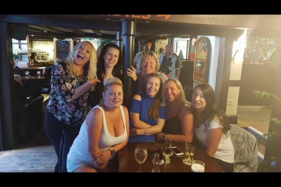 Dorset Echo: (*Left to right at the back row) Sheryl with friends Leanne, Pat, Front row is left to right is Emma B, Jojo, Tracey, Laura. 