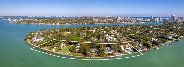 an island on which is located the most expensive home currently for sale in Florida, 18 La Gorce Circle in Miami Beach