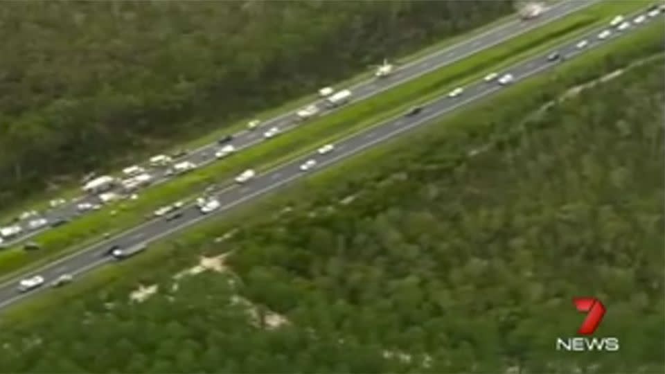 The traffic at the scene of the accident. Source: 7 News.