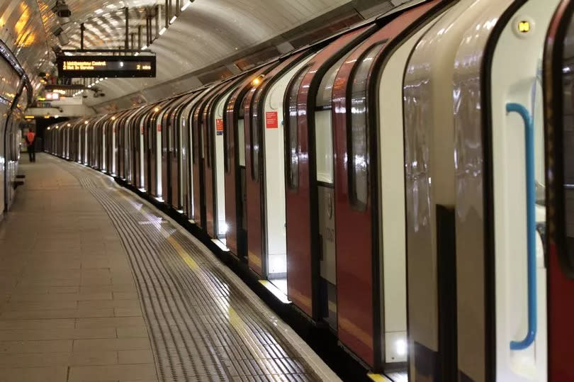 An empty Victoria line train at King's Cross