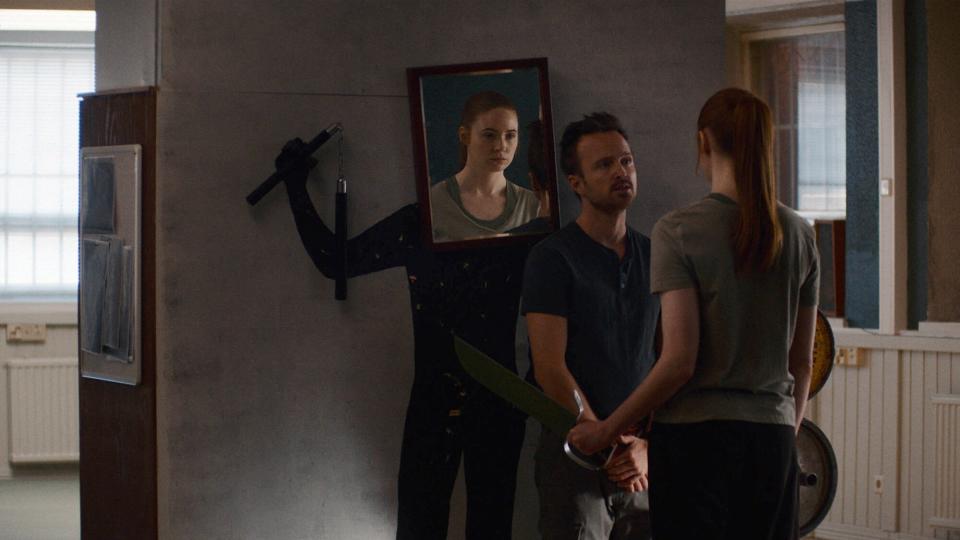 Aaron Paul and Karen Gillan in 'Dual'