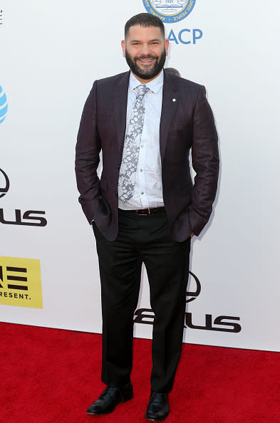 Guillermo Díaz of “Scandal” fame in a floral tie and patterned blazer at the 47th NAACP Image Awards at Pasadena Civic Auditorium in Pasadena, California.