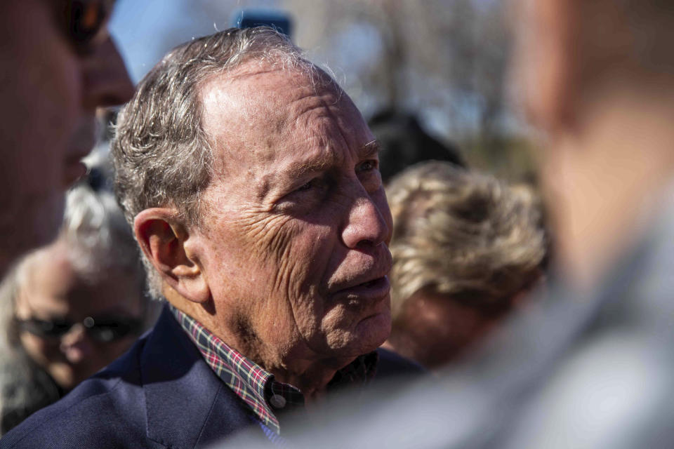 Democratic presidential candidate Michael Bloomberg greets supporters after his speech during his presidential campaign in Austin, Texas, Saturday, Jan. 11, 2020. (Lola Gomez/Austin American-Statesman via AP)