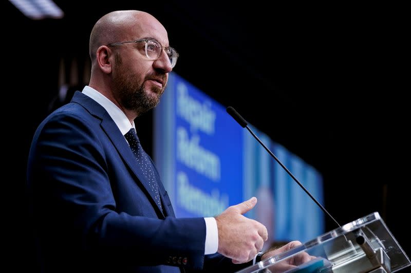 EU Council President Michel holds a news conference on the EU budget in Brussels