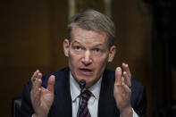 FireEye CEO Kevin Mandia speaks during a Senate Intelligence Committee hearing on Capitol Hill on Tuesday, Feb. 23, 2021 in Washington. (Drew Angerer/Photo via AP)