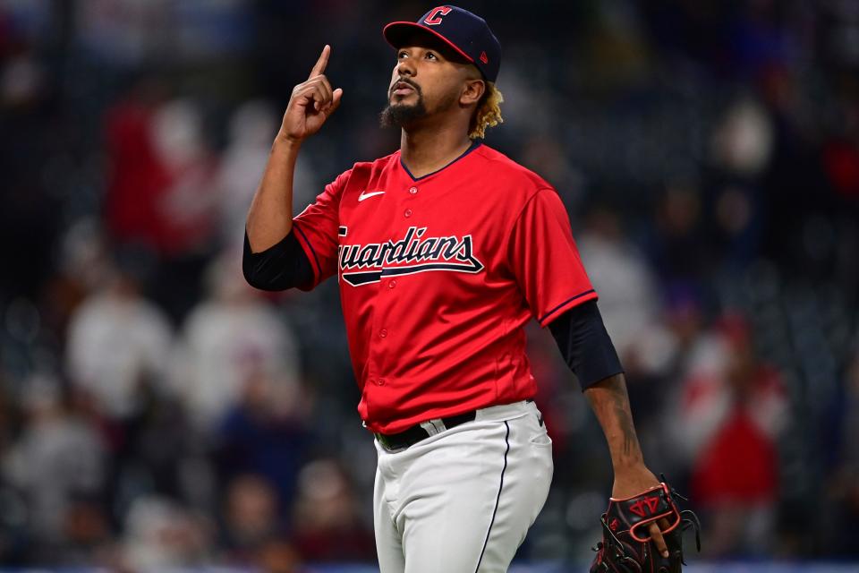 Guardians relief pitcher Emmanuel Clase remains one of the top closers in baseball, throwing the hardest cutter in the game. [David Dermer/Associated Press]