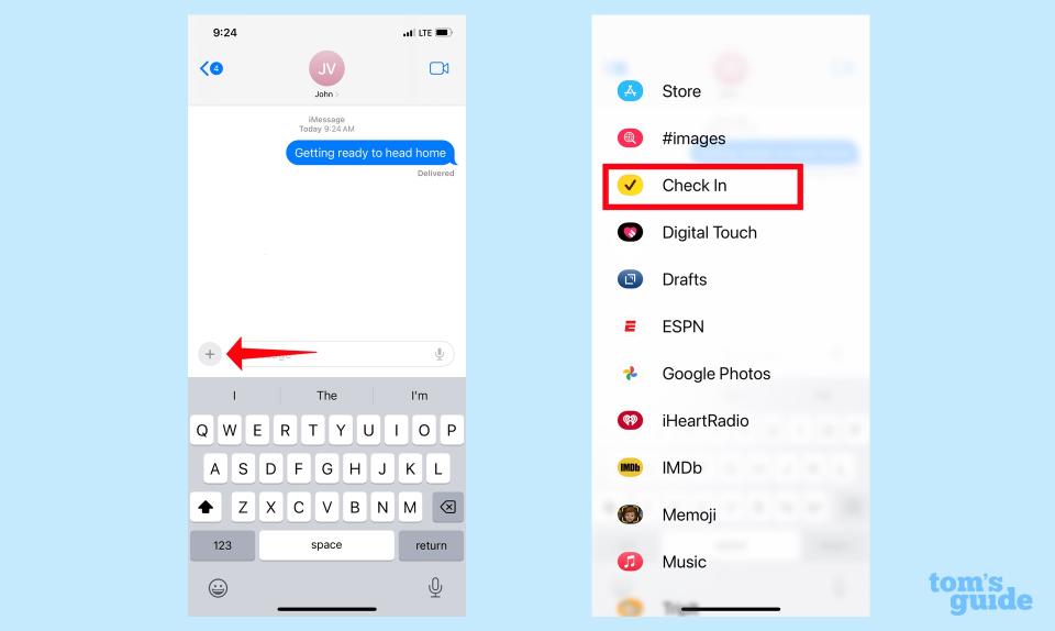 start a check in in ios 17 messages