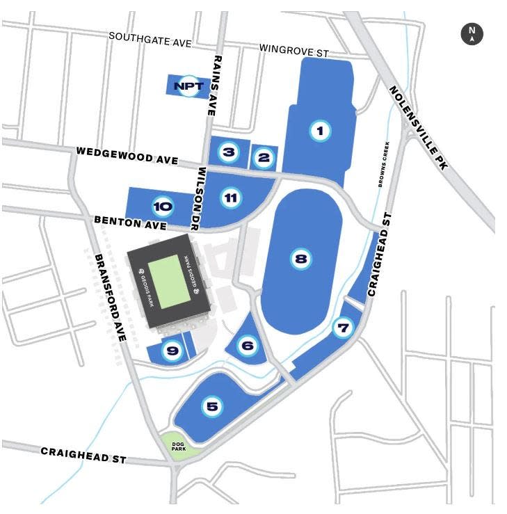 GEODIS Park has 11 lots around the stadium that Nashville SC sells passes for ahead of each match.