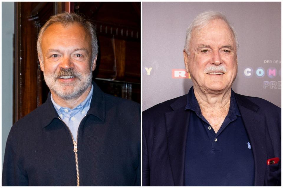 Norton was trolled by fans of John Cleese (R) after hitting back at the Fawlty Towers star’s comments (ES Composite)