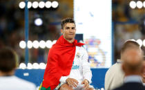 Soccer Football - Champions League Final - Real Madrid v Liverpool - NSC Olympic Stadium, Kiev, Ukraine - May 26, 2018 Real Madrid's Cristiano Ronaldo celebrates after winning the Champions League REUTERS/Andrew Boyers