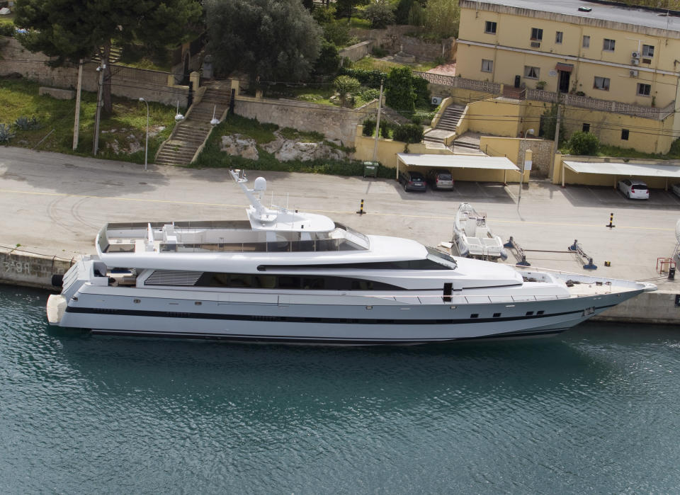 Spanish King Juan Carlos' yatch Foners, formerly Fortuna, is docked at the military base at Porto Pi in Palma de Mallorca on March 27, 2014. The vessel will be moved to Adriano port on the Mallorca Island for exhibition and sale. AFP PHOTO / JAIME REINA (Photo by Jaime REINA / AFP) (Photo by JAIME REINA/AFP via Getty Images)