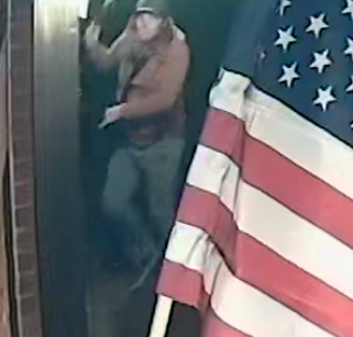 Portsmouth police are looking to identify this person for smashing the glass on two lamps outside of the Temple Israel on Monday, April 8, 2024.