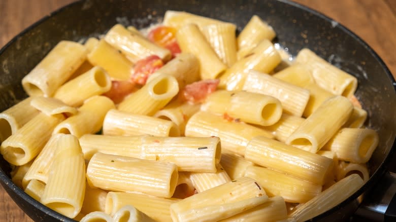Creamy pasta in bowl