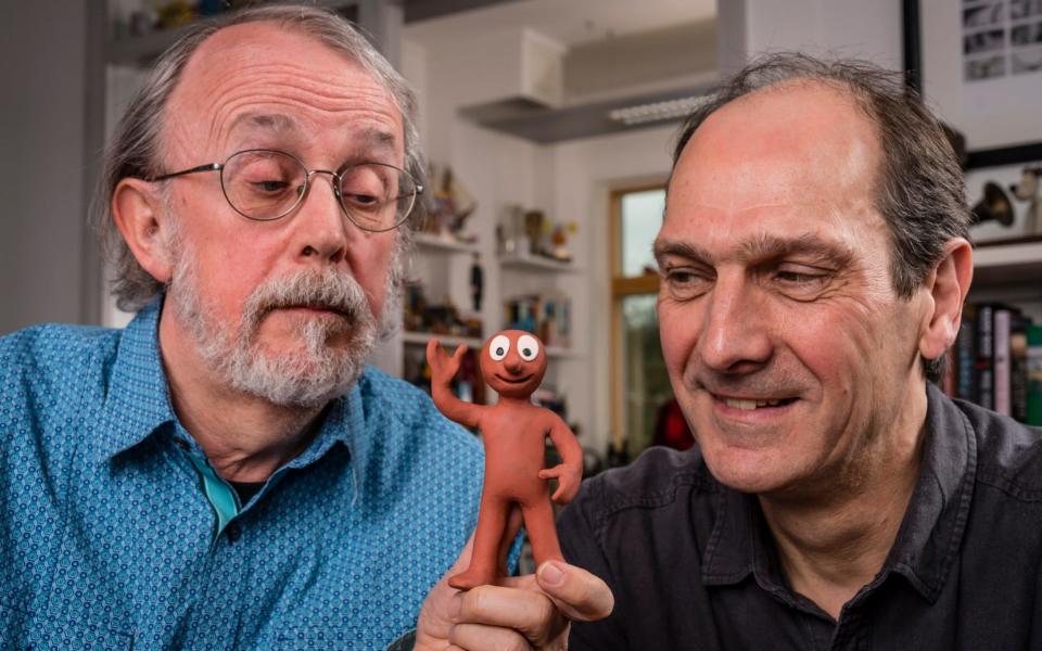 Picture shows Peter Lord (left) and David Sproxton (right) the founders of Aardman Animations with their creation Morph who is 40 years old in 2017. - Credit: Andrew Crowley/Telegraph