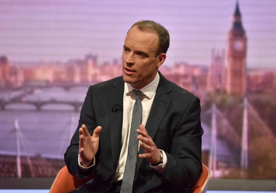 Dominic Raab speaks on the Andrew Marr show on Sunday (BBC/Reuters)