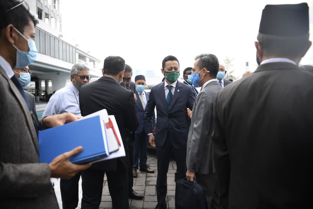 Dewan Rakyat Speaker Datuk Azhar Azizan Harun is pictured outside the Parliament building in Kuala Lumpur December 1, 2020. — Bernama pic