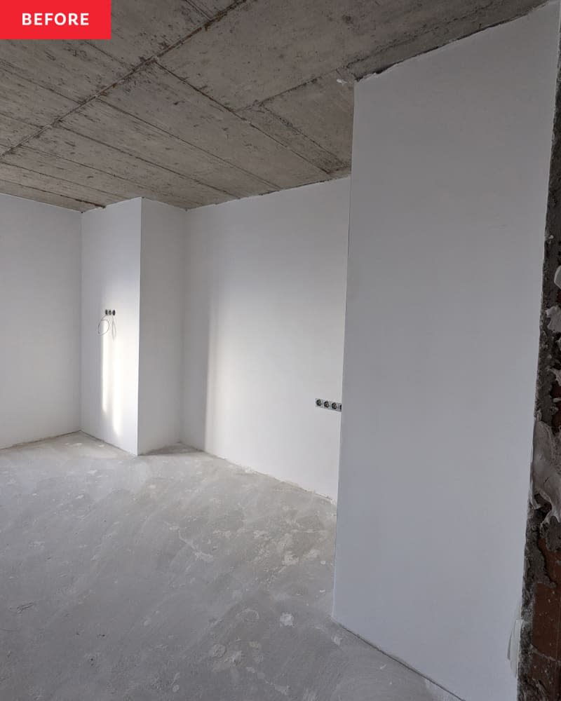 Dry wall up in renovated kitchen.