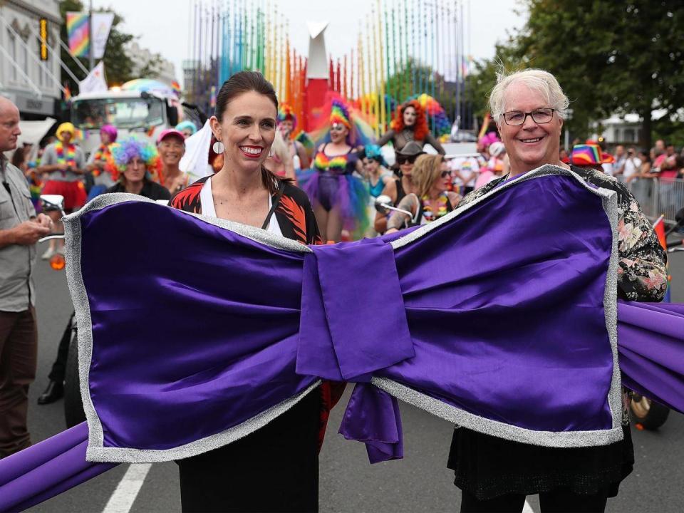 New Zealand Prime Minister Jacinda Ardern cuts the purple ribbon (Fiona Goodall/Getty Images)