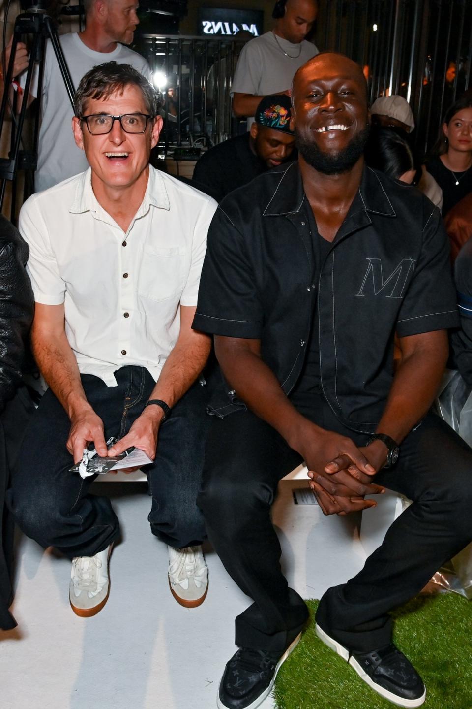 Louis Theroux and Stormzy at the Mains runway show (Dave Benett/Getty Images for MAI)