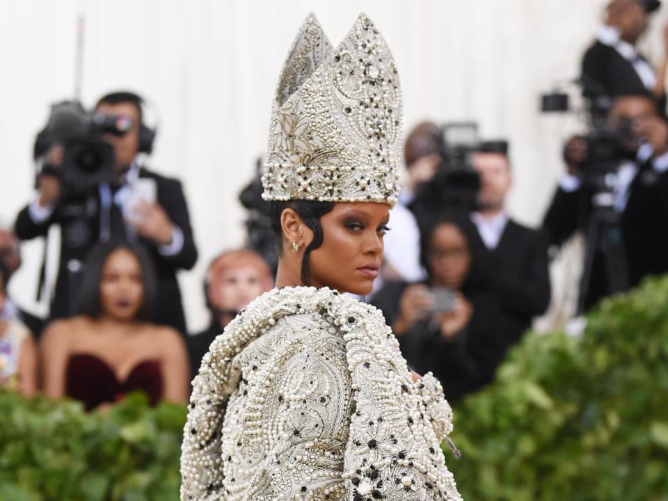 Rihanna attends a Catholic-themed instalment of the Met Gala in New York City, 2018 (Jamie McCarthy/Getty Images)