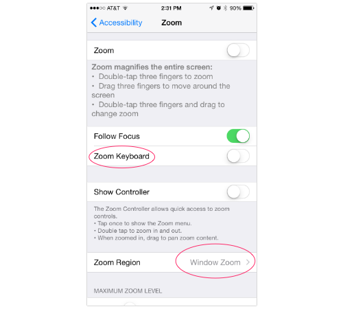 iPhone Zoom options