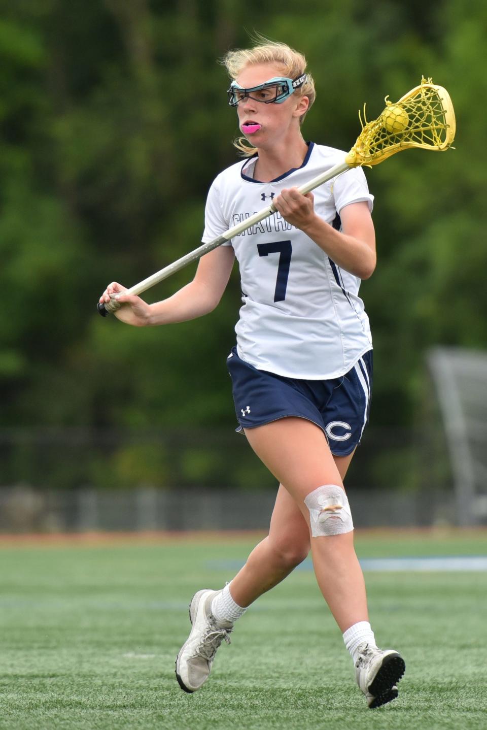 Chatham and Haddonfield girl's lacrosse play in the NJSIAA Tournament of Champions quarterfinals on June 7, 2022. Chatham's Ashley Kiernan #7.