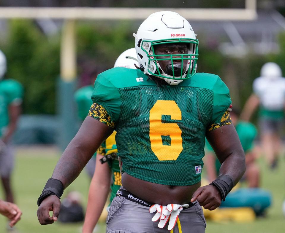 DeLand DL MJ Smokes during spring football practice, Thursday, April 27, 2023. 