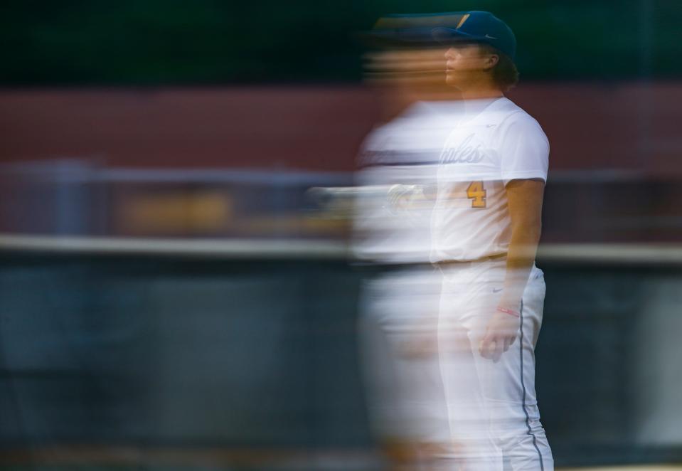 Naples' Johnny King on the mound as the Naples Golden Eagles compete against the Charlotte Tarpons in a game at Naples High School on Wednesday, March 27, 2024.