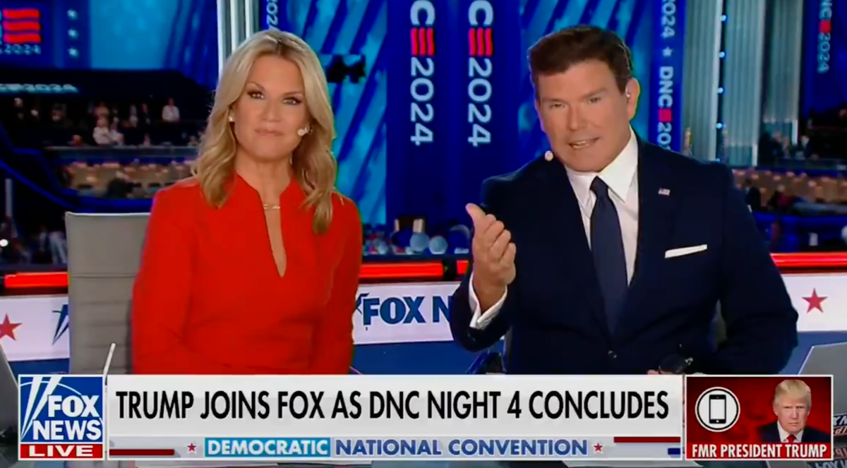 Martha MacCallum and Bret Baier tried and failed to regain control of the interview as Trump continued his monologue (Fox News)