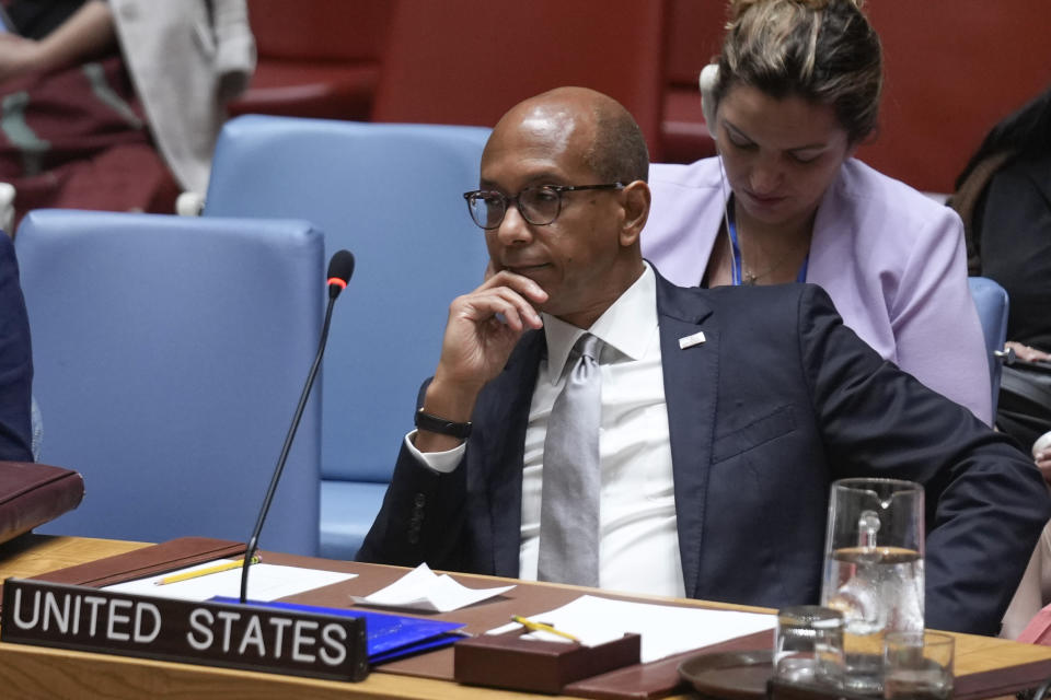 United States deputy ambassador Robert Wood speaks during a Security Council meeting at United Nations headquarters, Friday, June 28, 2024. (AP Photo/Seth Wenig)