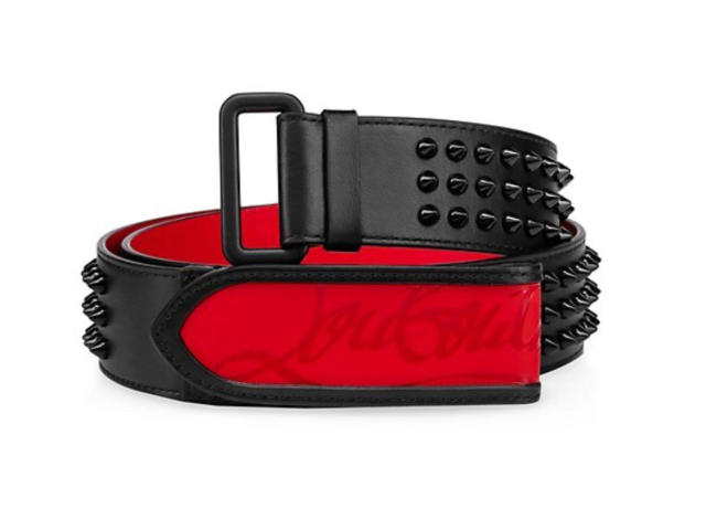 Christian Louboutin Men's Patent Leather Spike Loubi Belt