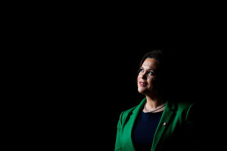 Sinn Fein's President-elect, Mary Lou McDonald, poses for a photograph before a special party conference, at which Gerry Adams will, following a vote, formally step down as President, in Dublin, Ireland, February 10, 2018. REUTERS/Clodagh Kilcoyne