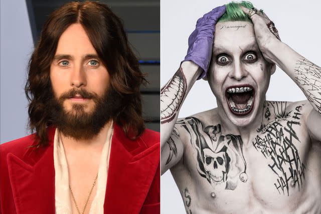 J. Merritt/Getty Images; Moviestore/REX/Shutterstock Jared Leto on the red carpet; Jared Leto as the Joker in 'Suicide Squad,' 2016