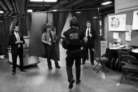 <p>Security in the back halls of the DNC in Philadelphia, PA. (Photo: Khue Bui for Yahoo News) </p>