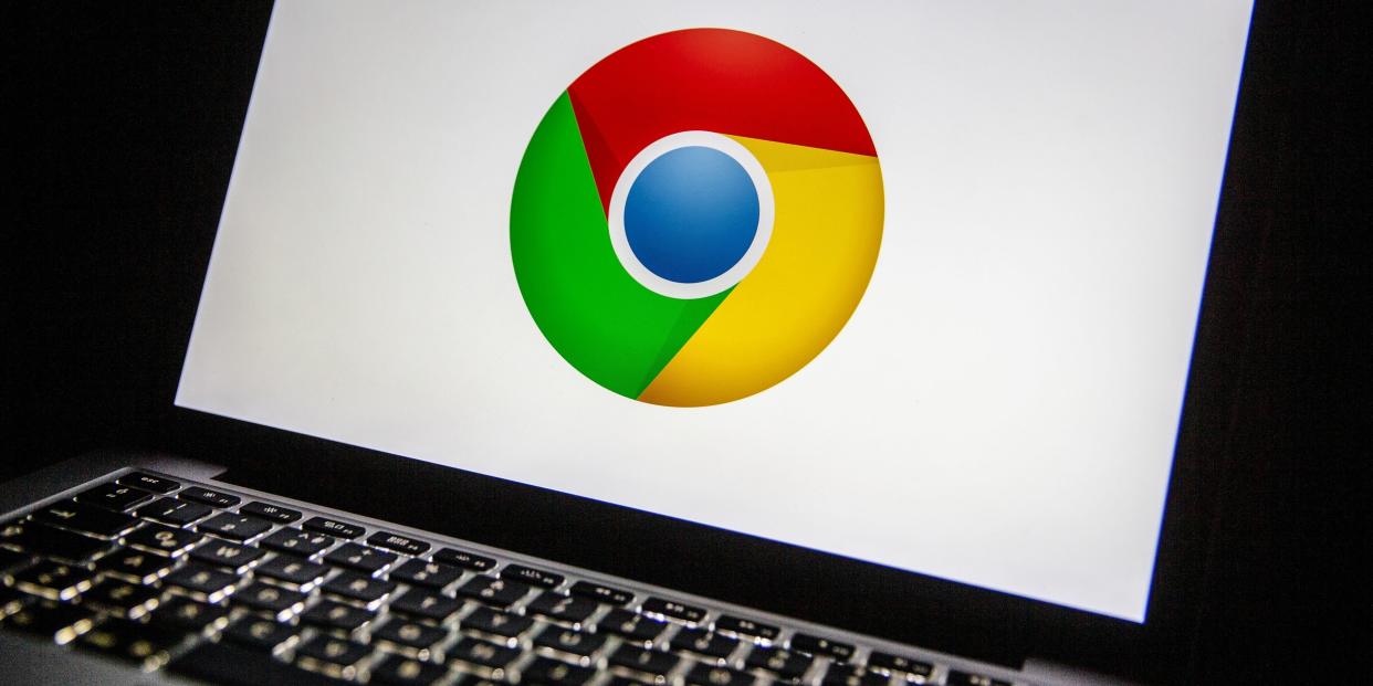 Google Chrome logo on mac laptop screen