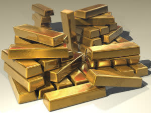 a pile of gold bars