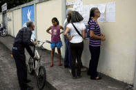 People check a list at a polling station during a nationwide election for new mayors, in Rubio, Venezuela December 10, 2017. REUTERS/Carlos Eduardo Ramirez