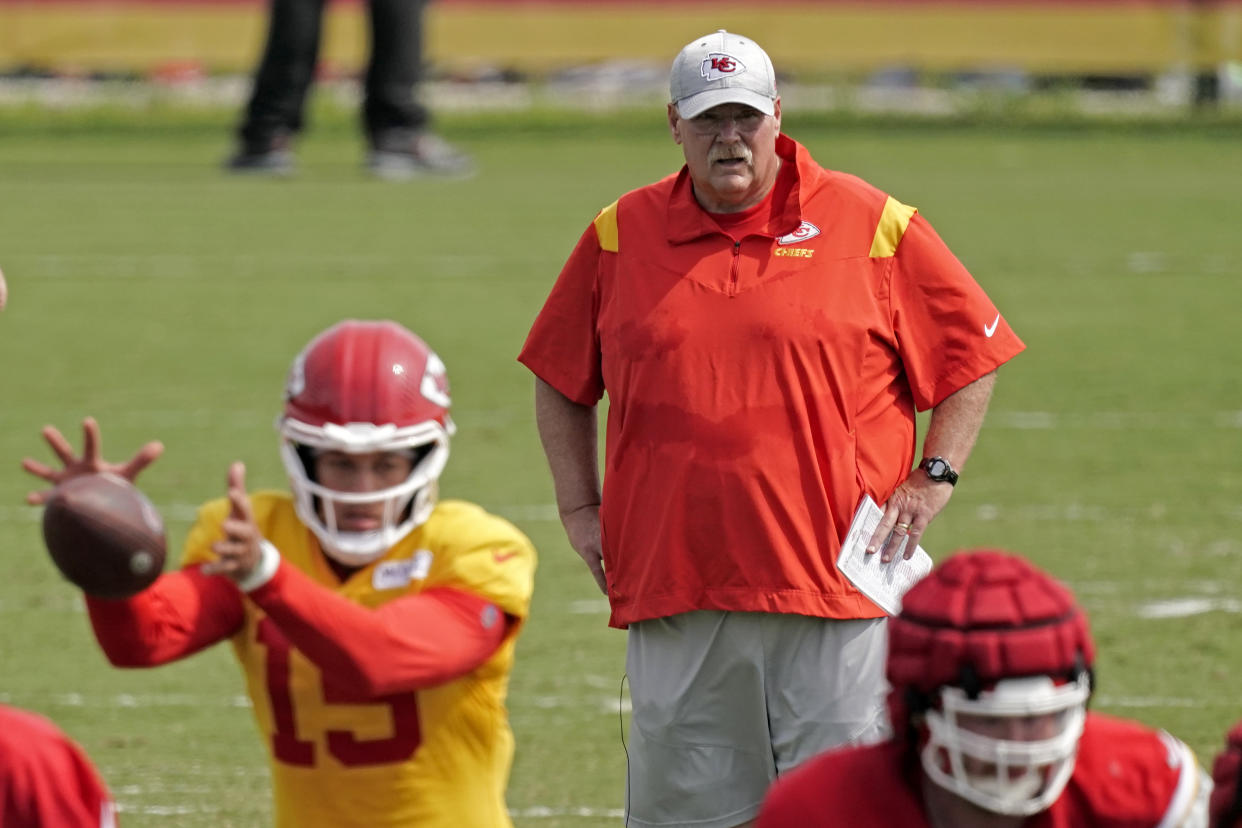 Kansas City Chiefs head coach Andy Reid usually plays his starters in the preseason. (AP Photo/Charlie Riedel)