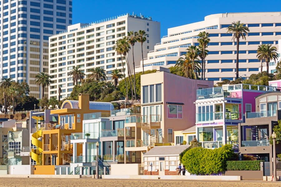 Colorful beachside homes in Santa Monica are shown in this undated photo. (Getty Images)
