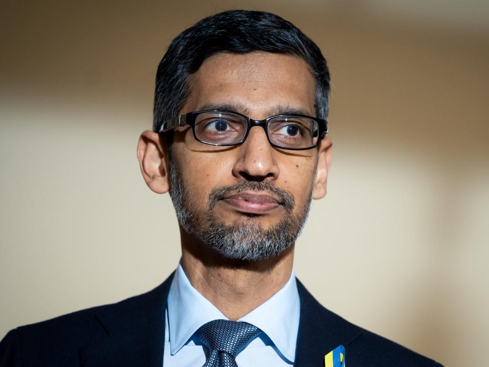 CEO of Alphabet and Google Sundar Pichai in Warsaw, Poland on March 29, 2022.