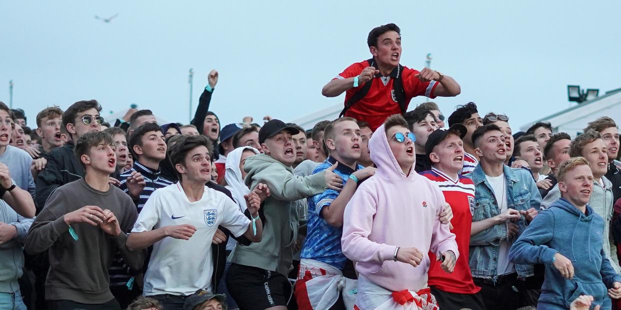 England fans celebrate Harry Kane game winner