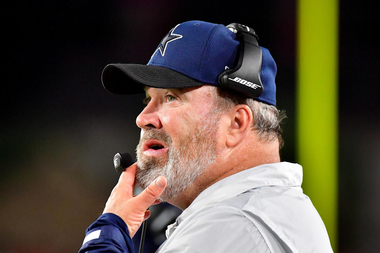 Mike McCarthy's decision to kick a field goal late in the the Cowboys' loss to the Buccaneers was deemed the worst decision of Week 1. (Julio Aguilar/Getty Images)